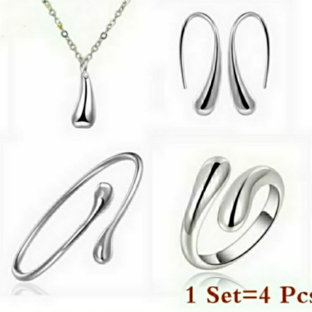 925 Sterling Silver Waterdrop Jewelry Set - Picture 2 of 7